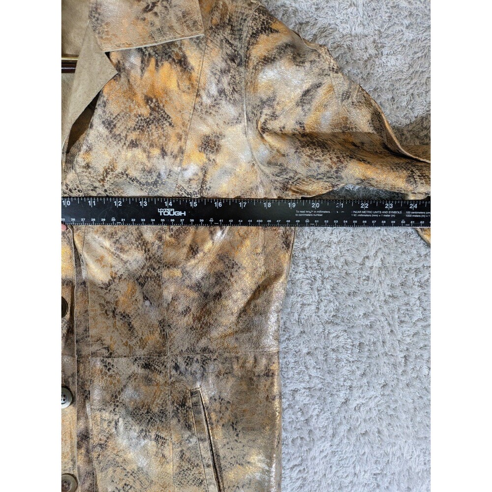 Chico’s Size 0/S/4 Reversible Tan Suede Metallic Snakeskin Leather Jacket Coat - Picture 5 of 10